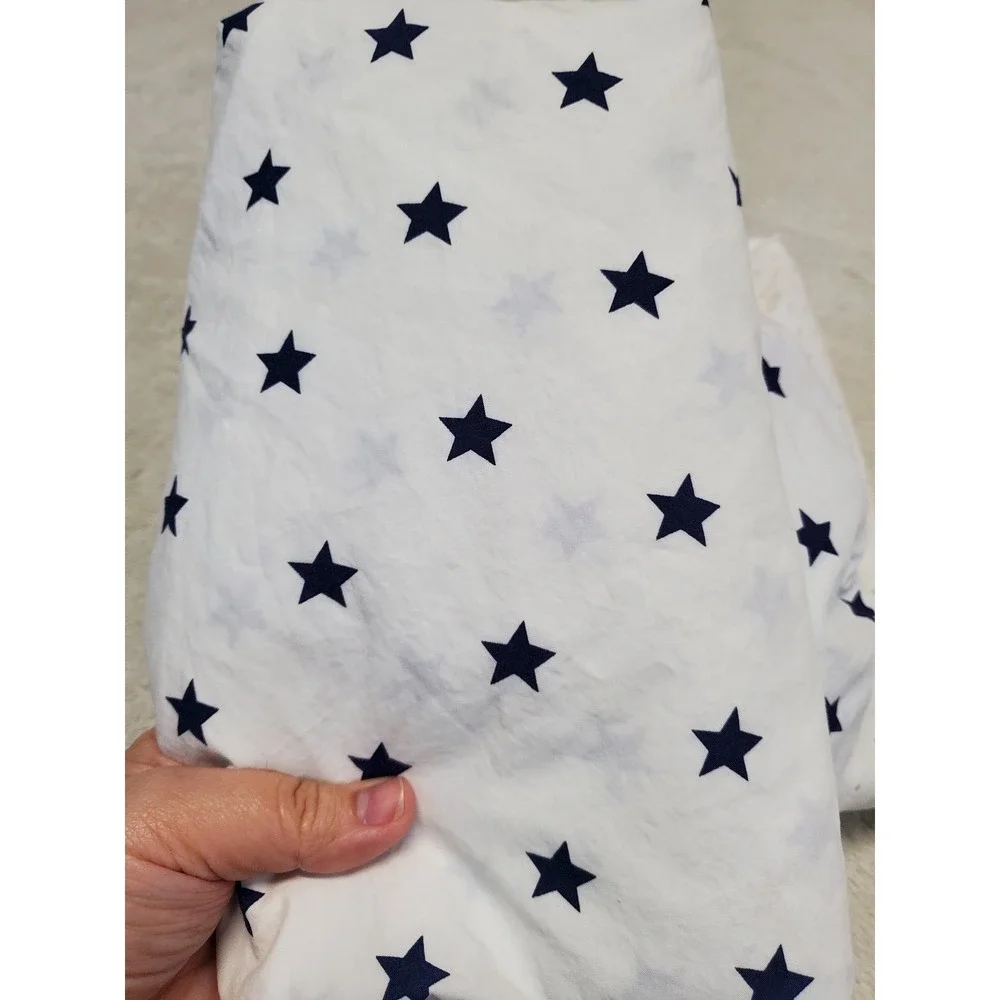 Pottery Barn Kids White Blue Stars Gray Polka Dot Crib Fitted Sheet‎ Pair Unisex